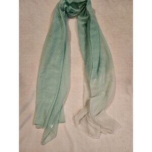 Mint Green White Poka Dot Scarf Wrap See Through Light Weight 34x70